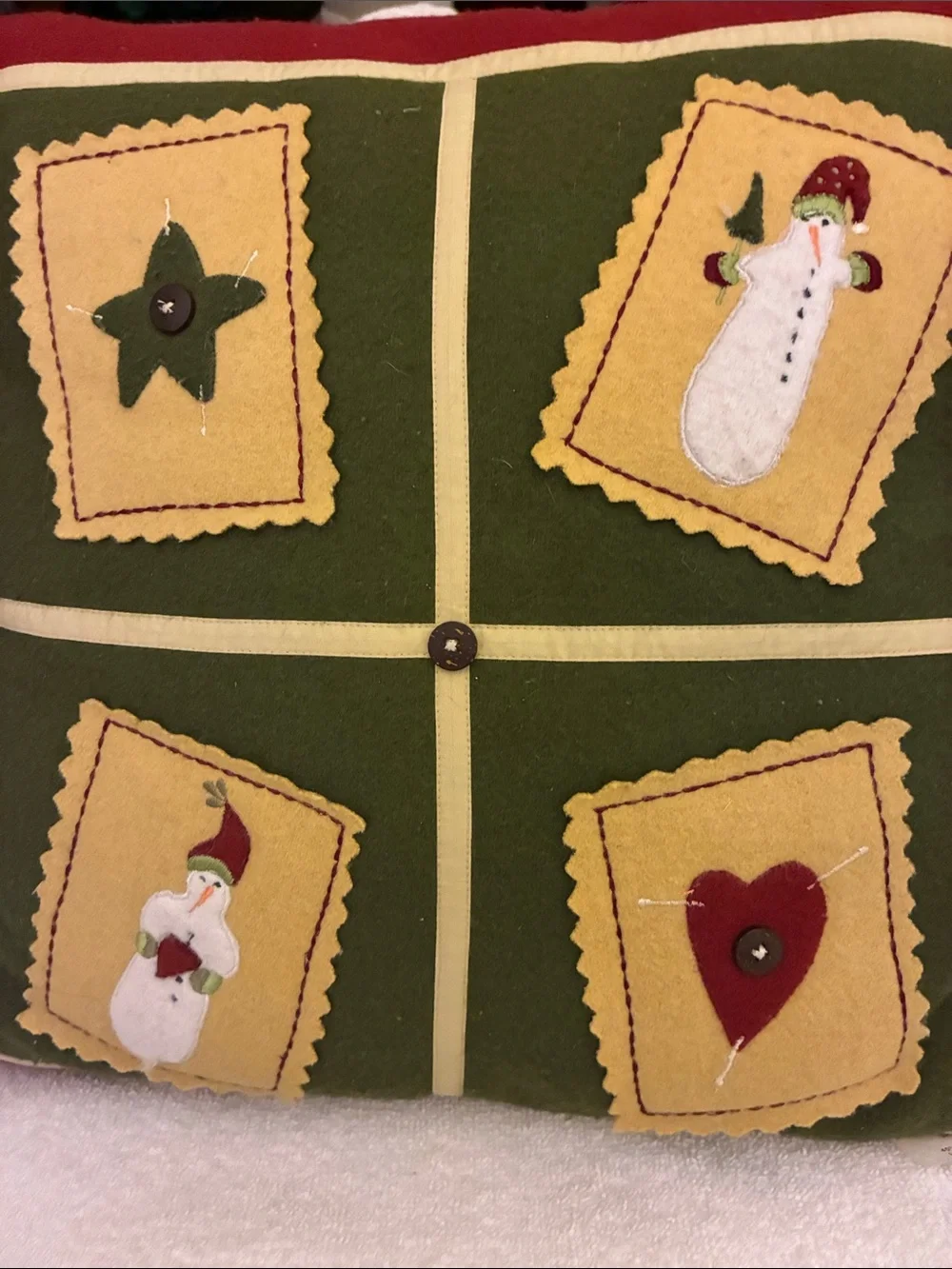 Holiday Patchwork Decorative Pillow - Green & Gold